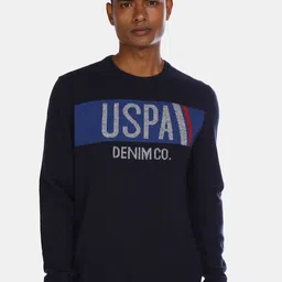 U.S. Polo Assn. Denim Co. Men Navy Blue Printed Pullover Sweater-picture-37