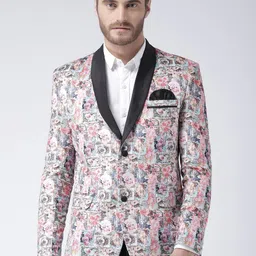 Hangup Men Multicoloured Printed Single-Breasted Tuxedo Blazer-picture-36