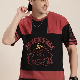 HERE&NOW Typography Printed Drop-Shoulder Sleeves Pure Cotton T-shirt-picture-30