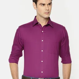 Raymond Men Violet Slim Fit Solid Formal Shirt-picture-16