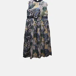 First Kick Girls Green & Blue Printed Maxi Dress-picture-52