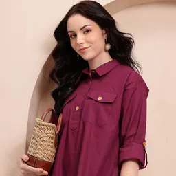 Mast & Harbour Cotton Roll-Up Sleeves Shirt Dress-picture-28