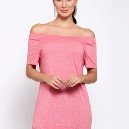 iki chic Pink Off-Shoulder Bardot Longline Top-picture-16