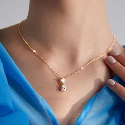 MINUTIAE Brass Gold-Plated Crystal Studded Necklace-picture-12