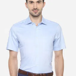 Louis Philippe Men Blue Regular Fit Self Design Formal Shirt-image-96