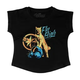 Marvel by Wear Your Mind Girls Black Captain Marvel Printed Top-picture-35