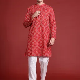 Anouk Bandhani Printed Regular Pure Cotton Kurta with Trousers-image-26