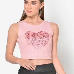 Martini Pink Heart Studded Crop Top-picture-13