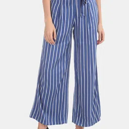 U.S. Polo Assn. Women Women Blue & White Regular Fit Striped Parallel Trousers-picture-42