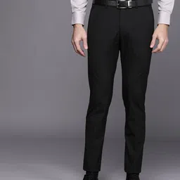 Louis Philippe Men Black Solid Super Slim Fit Formal Trousers-picture-22