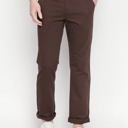 Basics Men Coffee Brown Tapered Fit Solid Regular Trousers-picture-29