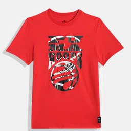 Puma Boys Basketball Blueprint Youth Brand Logo Print Knitted Pure Cotton T-shirt-picture-23