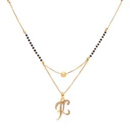 Digital Dress Room Gold-Plated Black & White Stone-Studded Beaded Alphabet K Letter Mangalsutra-picture-11