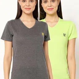 VIMAL JONNEY Women Pack Of 2 Solid V-Neck T-shirt-image-43