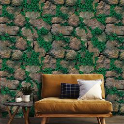 Jaamso Royals Green Stone Brick Self Adhesive Removable Wallpaper-picture-45