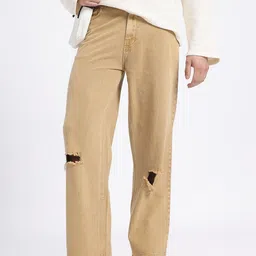 glitchez Men Effortless Edge Pure Cotton Low-Distress Wide Leg Jeans-picture-33