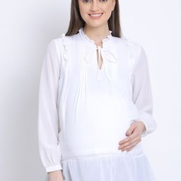 Oxolloxo Women White Solid A-Line Top-picture-23
