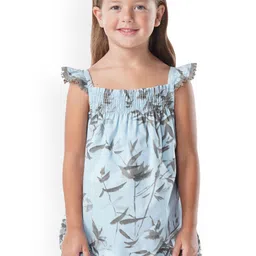 Cherry Crumble Girls Blue Printed Cotton Blended Top-picture-25