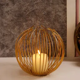 Aapno Rajasthan Gold-Toned Nickel-Plated Wire Candle Holder-picture-10