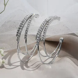 JOKER & WITCH Silver-Toned Contemporary Half Hoop Earrings-picture-22