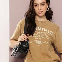 DILLINGER Typography Printed Acid Wash Oversized Pure Cotton T-shirt-image-79