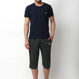 mack jonney VIMAL JONNEY Men Navy Blue & Grey Printed Night Suit-picture-34