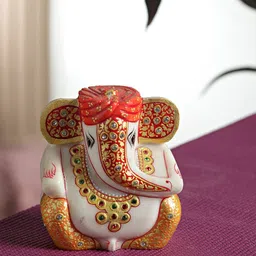 Aapno Rajasthan Multicoloured Ganesha With Turban Showpieces-picture-42