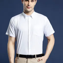 Hancock Men White Slim Fit Solid Formal Shirt-picture-27