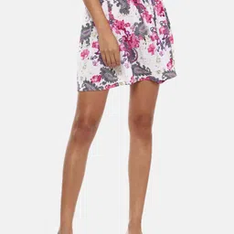 Campus Sutra Women White & Pink Flared Mini Skirt-image-56