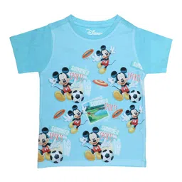 Disney by Wear Your Mind Boys Blue Mickey Mouse Printed Round Neck T-shirt-picture-26