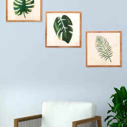POSH-N-PLUSH Set of 3 Green & Beige Nature World Wall Art Collage-image-9