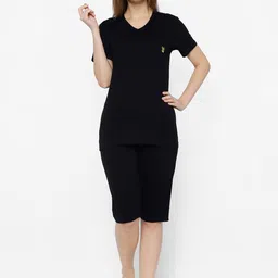 VIMAL JONNEY Women Black Solid Night Suit-image-80