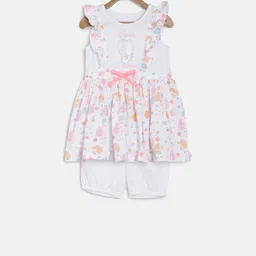 MINI KLUB Girls White Printed Fit and Flare Dress-picture-43