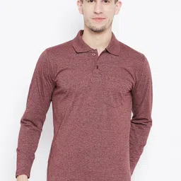 Camey Men Brown Self Design Polo Collar T-shirt-picture-30