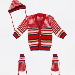 FABNEST Unisex Kids Red Striped Cardigan Sweater-picture-42