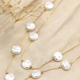 JOKER & WITCH Gold-Toned & White Alloy Gold-Plated Layered Necklace-picture-11