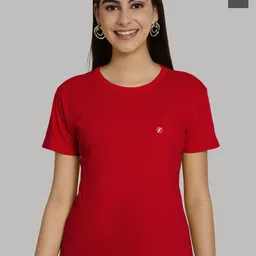 Friskers Women Red & Grey 2 Slim Fit T-shirt-image-10
