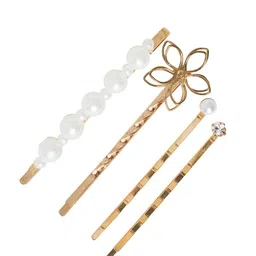 JOKER & WITCH Women Gold-Toned & White Set of 4 Beaded Bobby Pins-picture-38