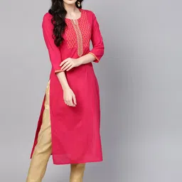 Varanga Women Pink Yoke Design Straight Kurta-image-28