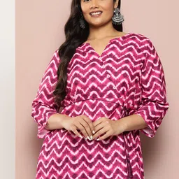 Sztori Plus Size Chevron Printed V-Neck Kurti-picture-18