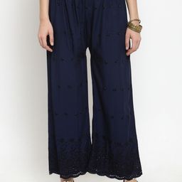 Clora Creation Women Navy Blue Straight Embroidered Palazzos-picture-13