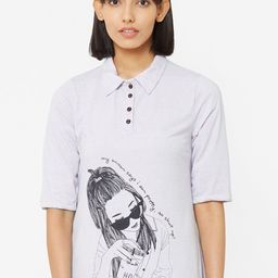 Soie Women Grey Printed Knee-Length Sleep Shirt-picture-42