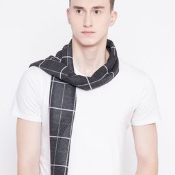 Alvaro Castagnino Men Grey & White Checked Muffler-picture-45