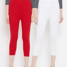 Tulsattva Women Pack Of 2 Solid Three-Fourth Length Leggings-image-96
