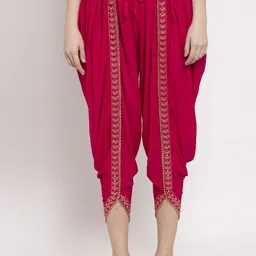 Miaz Lifestyle Women Pink Embellished Border Dhoti Pants-picture-27