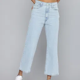 Levis Women Ribcage Bootcut High-Rise Crop Heavy Fade Pure Cotton Jeans-image-78