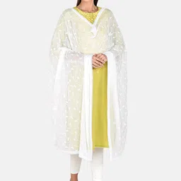 Dupatta Bazaar White Embroidered Dupatta-image-99