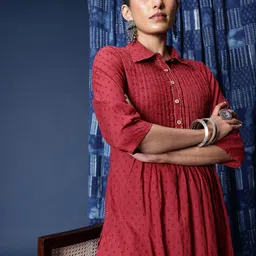 Taavi Woven Legacy Dobby A-Line Pure Cotton Kurta-picture-34