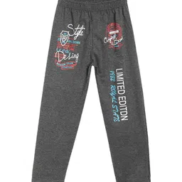 SWEET ANGEL Boys Charcoal Grey Printed Straight-Fit Track Pants-picture-20