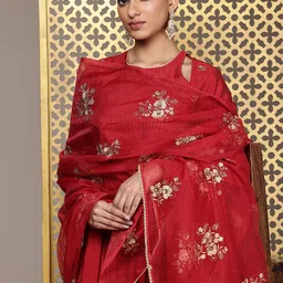 House of Pataudi Yoke Design Thread Work Jashn Kurta & Palazzos With Dupatta-picture-26